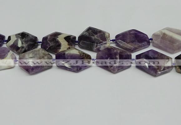 CNG7090 15.5 inches 25*35mm - 35*45mm faceted freeform amethyst beads