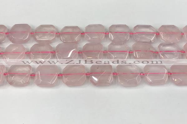 CNG8802 15.5 inches 16mm - 20mm faceted freeform rose quartz beads