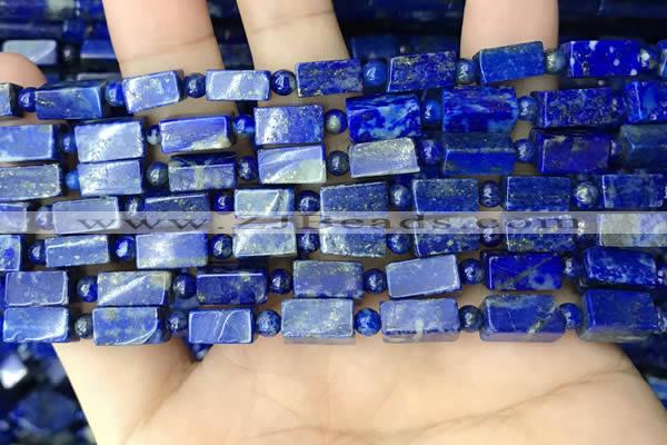 CNL1689 4mm round & 5*10mm - 6*12mm cuboid lapis lazuli beads