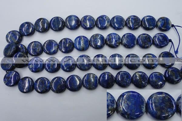 CNL734 15.5 inches 18mm flat round natural lapis lazuli gemstone beads