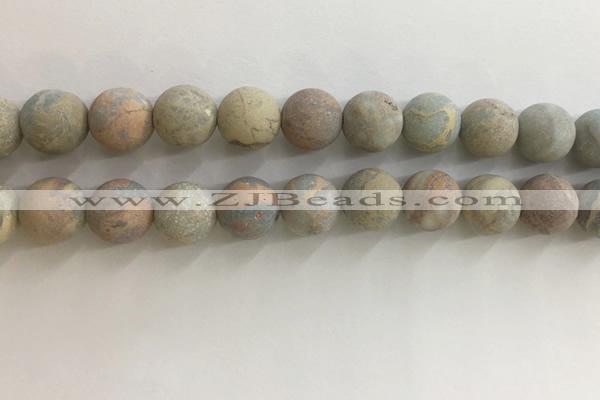 CNS710 15.5 inches 12mm round matte serpentine jasper beads