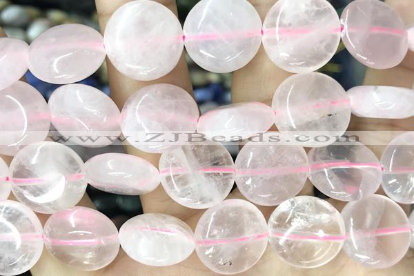 COIN111 15 inches 16mm coin rose quartz beads