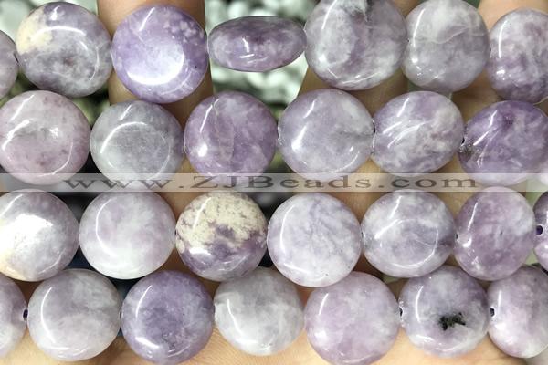 COIN115 15 inches 16mm coin kunzite gemstone beads