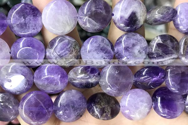 COIN127 15 inches 16mm coin amethyst gemstone beads