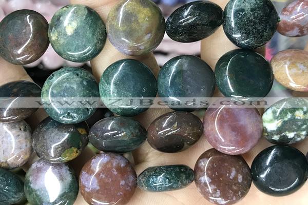 COIN133 15 inches 16mm coin bloodstone jasper beads