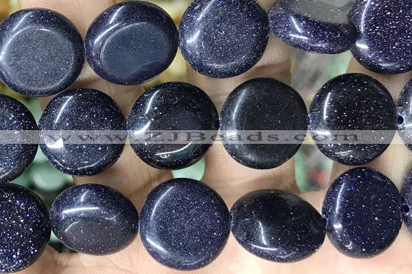 COIN137 15 inches 16mm coin blue goldstone gemstone beads