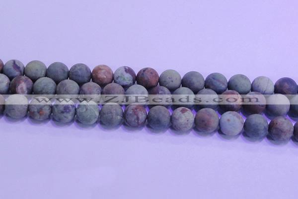 COP1354 15.5 inches 12mm round matte green opal gemstone beads