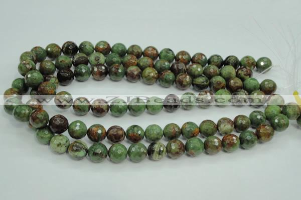 COP663 15.5 inches 10mm faceted round green opal gemstone beads