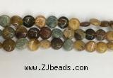 COS243 15.5 inches 10mm flat round ocean stone beads wholesale