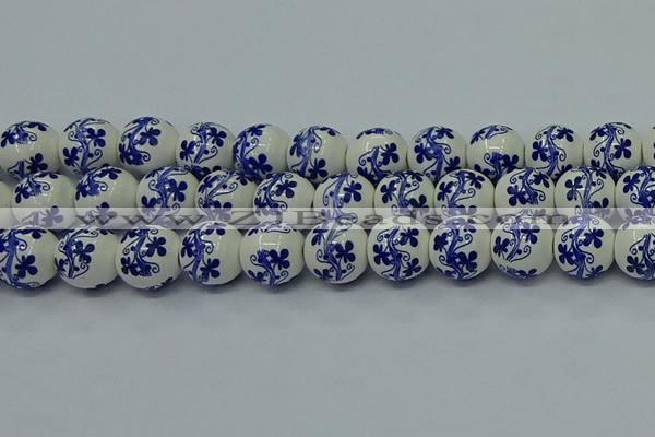 CPB513 15.5 inches 10mm round Painted porcelain beads