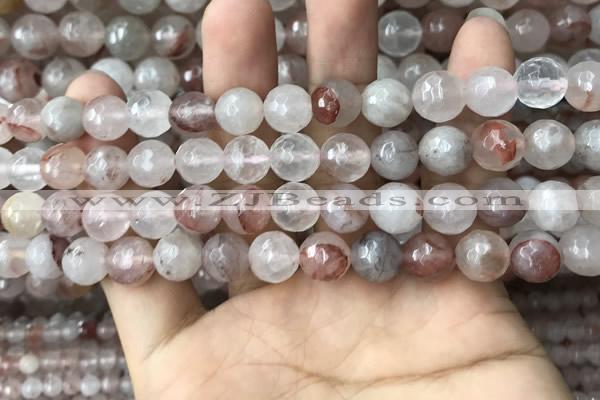 CPQ313 15.5 inches 10mm faceted round pink quartz beads wholesale