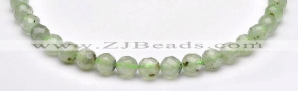 CPR06 A- grade 10mm faceted round natural prehnite stone beads