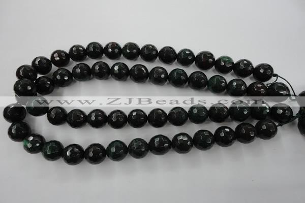 CPT405 15.5 inches 14mm faceted round green picture jasper beads