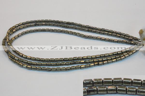 CPY120 15.5 inches 4*6mm tube pyrite gemstone beads wholesale