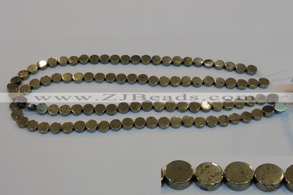 CPY151 15.5 inches 8mm coin pyrite gemstone beads wholesale