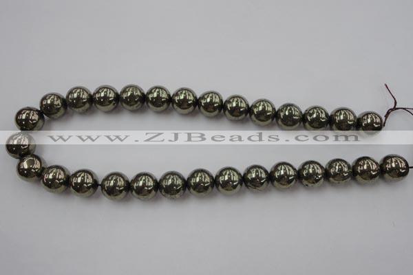 CPY206 15.5 inches 14mm round pyrite gemstone beads wholesale