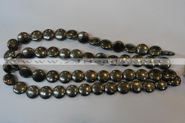 CPY36 16 inches 14mm coin pyrite gemstone beads wholesale