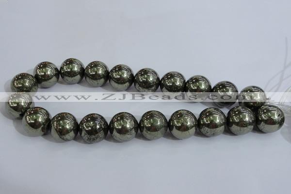 CPY408 15.5 inches 18mm round pyrite gemstone beads wholesale