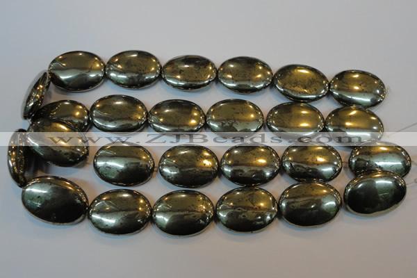 CPY43 16 inches 22*30mm oval pyrite gemstone beads wholesale