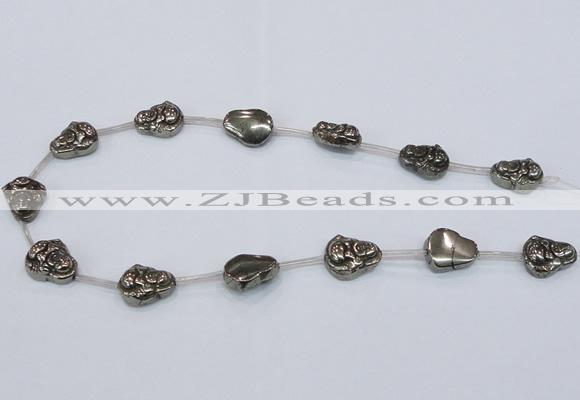 CPY564 15.5 inches 13*18mm buddha pyrite gemstone beads