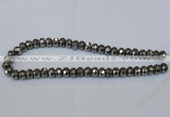 CPY588 15.5 inches 8*12mm faceted rondelle pyrite gemstone beads