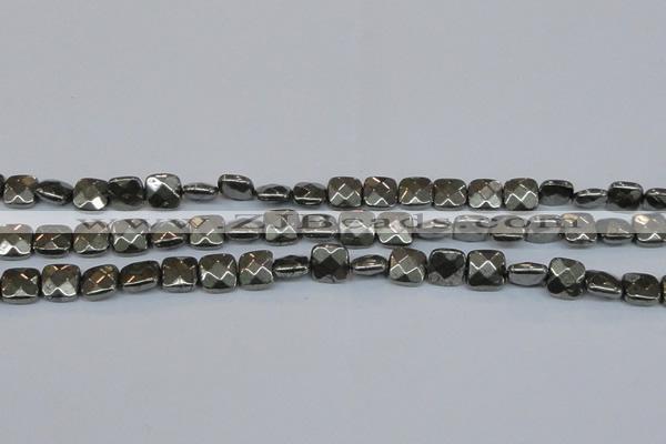 CPY637 15.5 inches 12*12mm faceted square pyrite gemstone beads