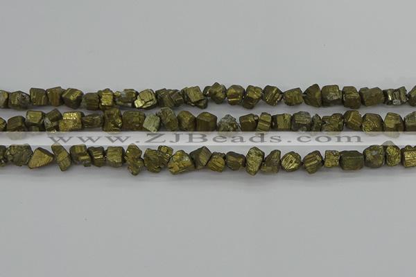 CPY802 15.5 inches 6*10mm - 8*12mm nuggets plated pyrite beads