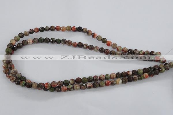 CRA101 15.5 inches 8mm faceted round rainforest agate gemstone beads