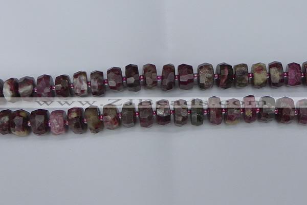 CRB1403 15.5 inches 7*14mm faceted rondelle tourmaline beads