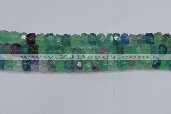 CRB1466 15.5 inches 6*12mm faceted rondelle fluorite beads