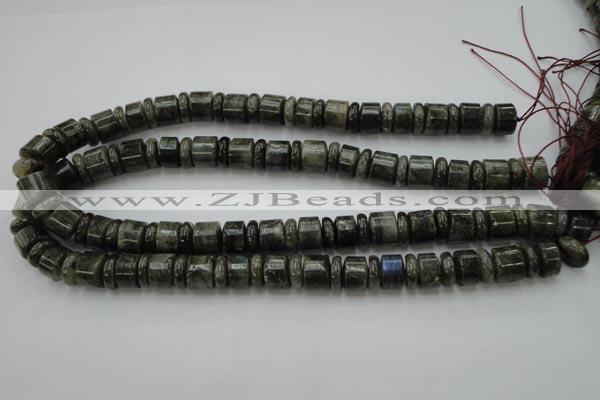 CRB148 15.5 inches 6*12mm & 10*12mm rondelle labradorite beads