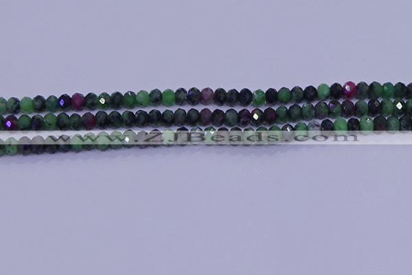 CRB1925 15.5 inches 2.5*4mm faceted rondelle ruby zoisite beads