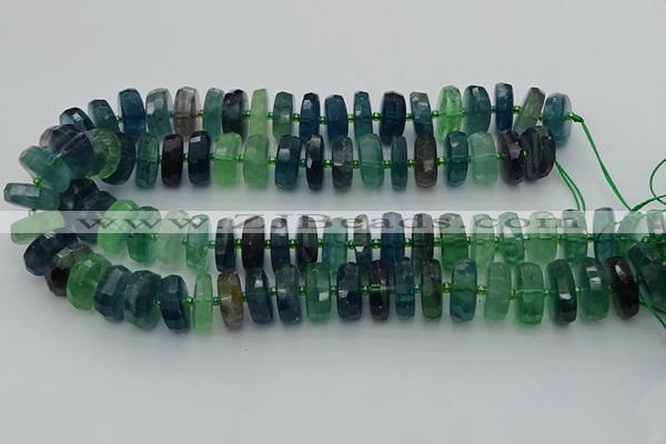 CRB618 15.5 inches 8*18mm faceted rondelle fluorite beads