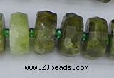CRB853 15.5 inches 8*16mm faceted rondelle green garnet beads