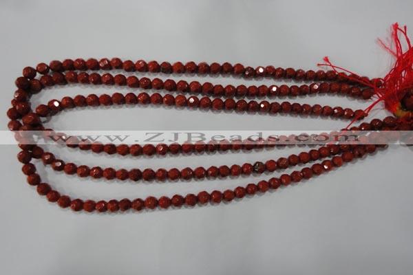 CRE101 15.5 inches 6mm faceted round red jasper beads wholesale