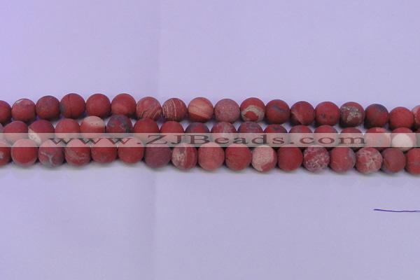 CRE165 15.5 inches 14mm round matte red jasper beads