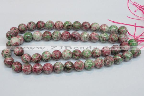 CRF26 15.5 inches 14mm round dyed rain flower stone beads wholesale