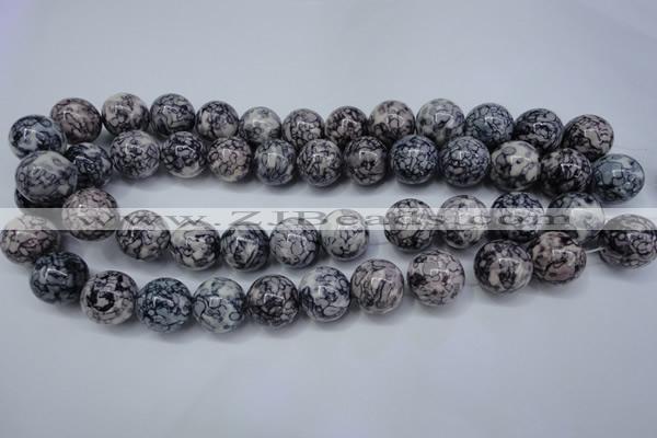 CRF285 15.5 inches 14mm round dyed rain flower stone beads