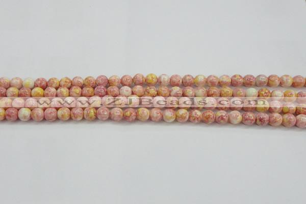 CRF314 15.5 inches 4mm round dyed rain flower stone beads wholesale