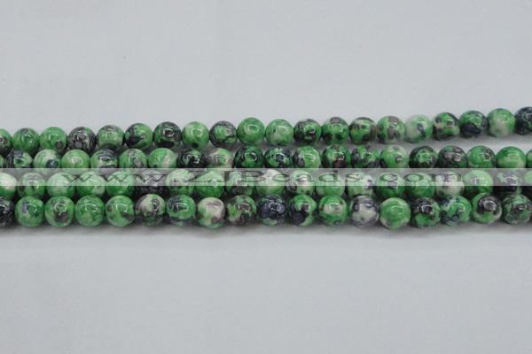 CRF352 15.5 inches 10mm round dyed rain flower stone beads wholesale