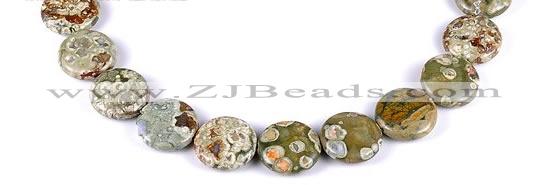 CRH08 different sizes coin sape natural rhyolite beads Wholesale