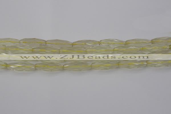 CRI03 15.5 inches 10*30mm faceted rice lemon quartz beads wholesale