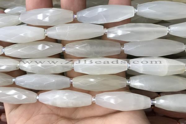 CRI135 15.5 inches 10*30mm faceted rice moonstone gemstone beads