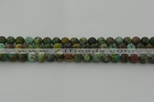 CRO1053 15.5 inches 10mm round matte African turquoise beads