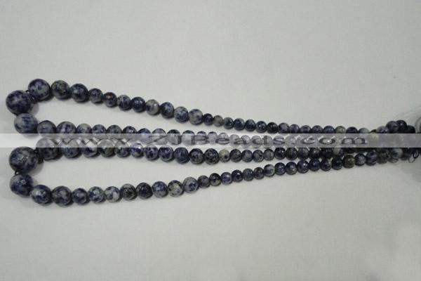 CRO733 15.5 inches 6mm – 14mm faceted round blue spot stone beads