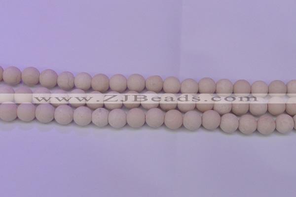 CRO790 15.5 inches 4mm round matte rice white fossil beads