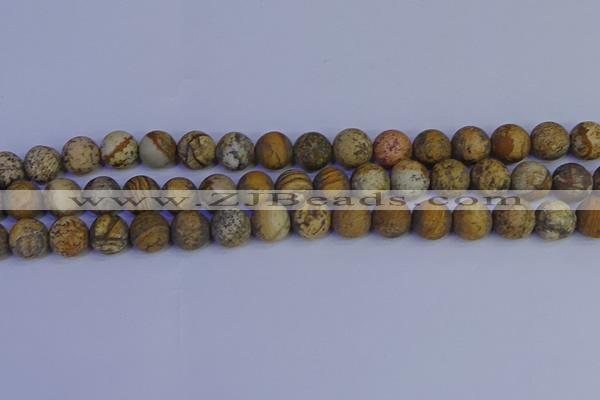 CRO973 15.5 inches 10mm round matte picture jasper beads wholesale