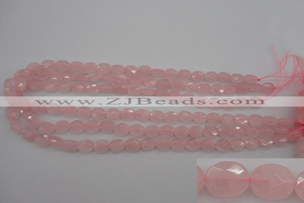 CRQ372 15.5 inches 8*10mm faceted oval rose quartz beads wholesale