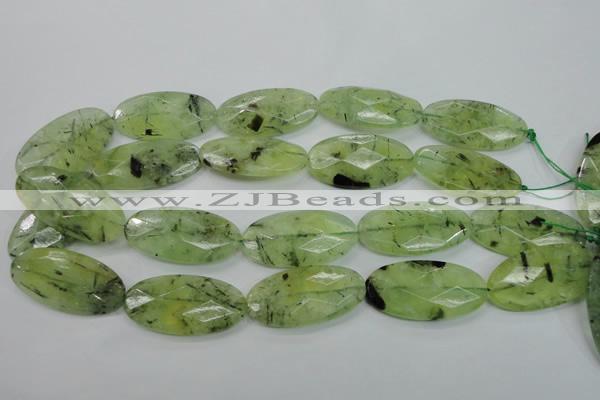 CRU141 15.5 inches 20*40mm faceted oval green rutilated quartz beads