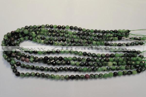 CRZ105 15.5 inches 6mm faceted round ruby zoisite gemstone beads